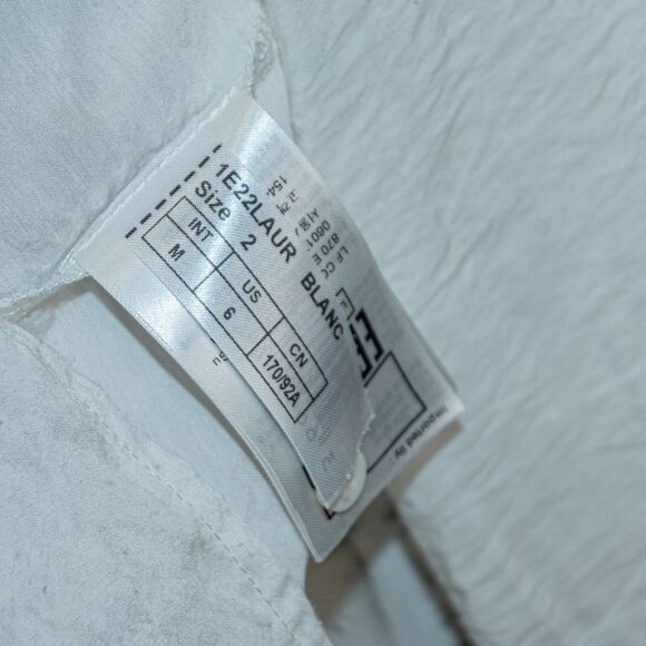 Ba&sh BASH Women's Laura Pleated Blouse ivory white Pleat n open ladder trim M - Picture 7 of 11